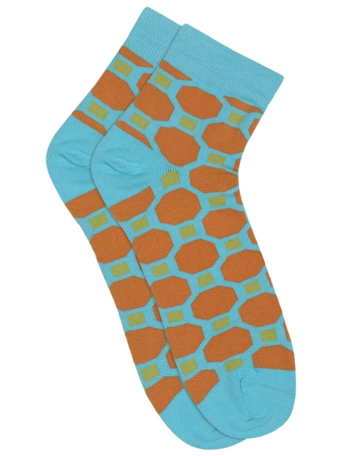 

Soxytoes Men Blue & Orange Patterned Ankle-Length Socks