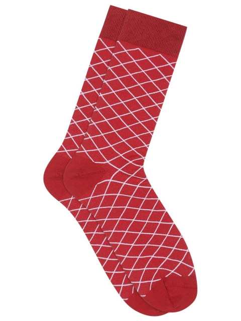 

Soxytoes Men Red & White Patterned Calf-Length Socks