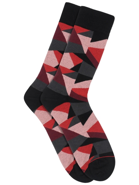 

Soxytoes Men Black & Red Patterned Calf-Length Socks