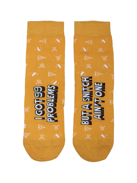 

Soxytoes Unisex Yellow & Black Patterned Above Ankle-Length Socks