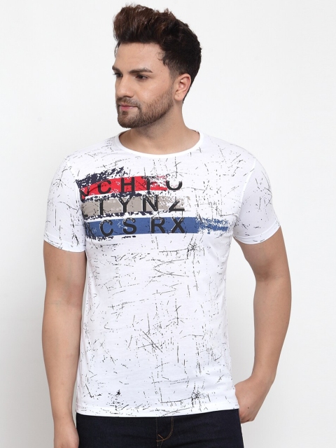 

VENITIAN Men Off White Printed Slim Fit T-shirt