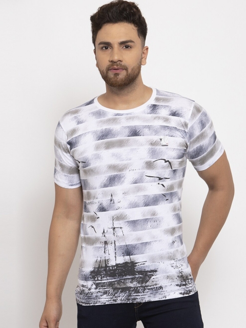 

VENITIAN Men Off White Printed Slim Fit T-shirt