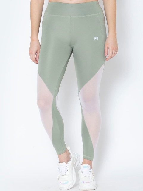 

MUSCLE TORQUE Women Green & White Solid Skinny-Fit Tights