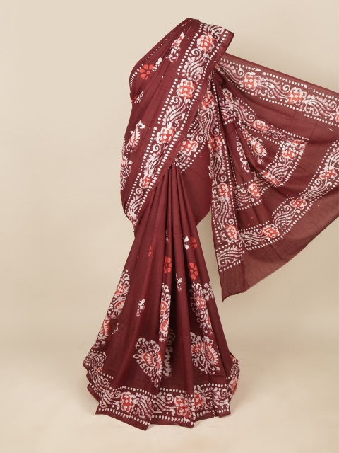 

Pothys Burgundy & White Pure Cotton Saree