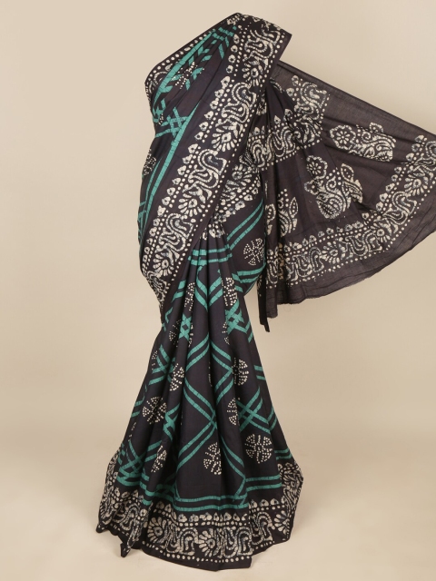 

Pothys Navy Blue & White Floral Pure Cotton Saree