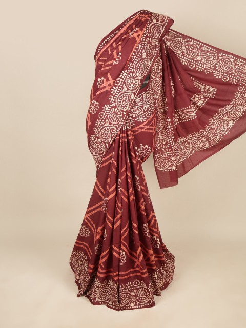 

Pothys Maroon & Off White Ethnic Motifs Pure Cotton Saree