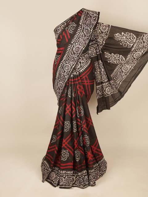 

Pothys Black & Red Batik Pure Cotton Saree