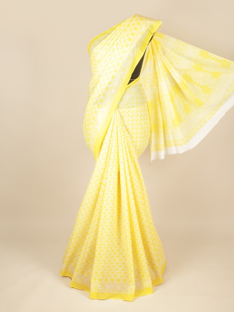 

Pothys Yellow & White Paisley Pure Cotton Saree