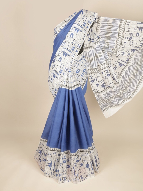 

Pothys Blue & White Pure Cotton Saree