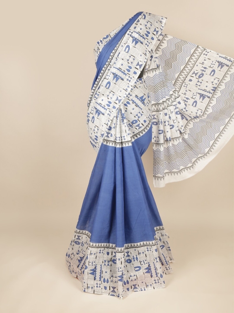 

Pothys Blue & White Pure Cotton Saree