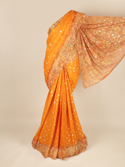 

Pothys Orange & White Bandhani Pure Cotton Saree