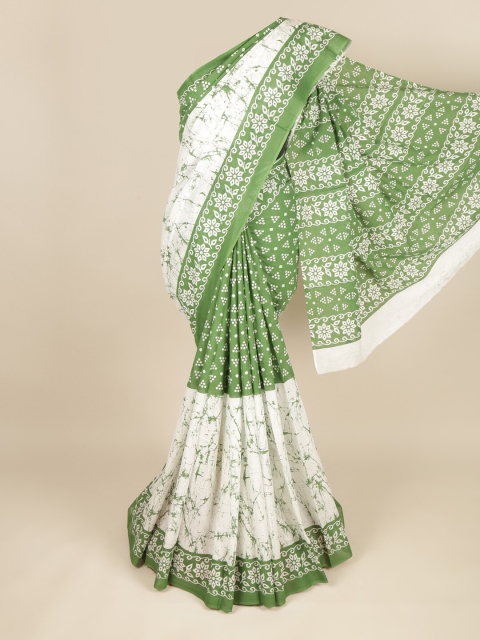 

Pothys Off White & Green Floral Pure Cotton Saree