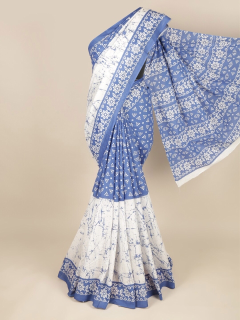

Pothys Blue & White Tie and Dye Printed Pure Cotton Saree