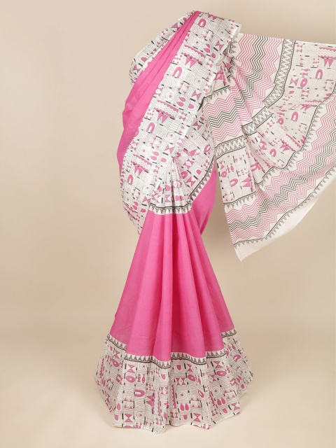 

Pothys Pink & White Woven Design Pure Cotton Saree