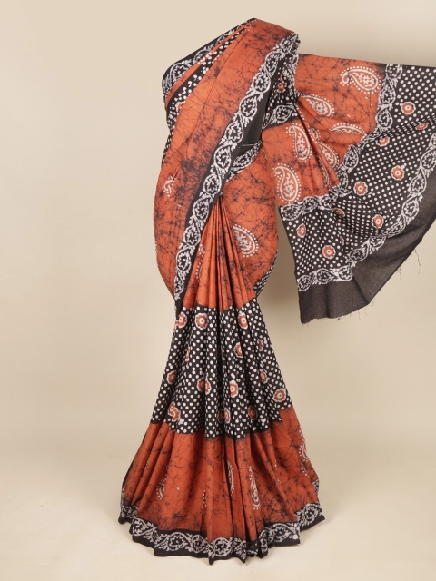 

Pothys Orange & Black Ethnic Motifs Pure Cotton Saree