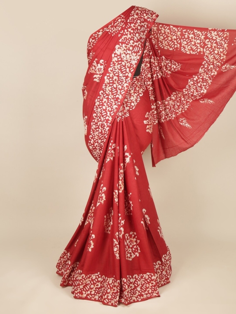 

Pothys Maroon & White Dabu Printed Pure Cotton Saree