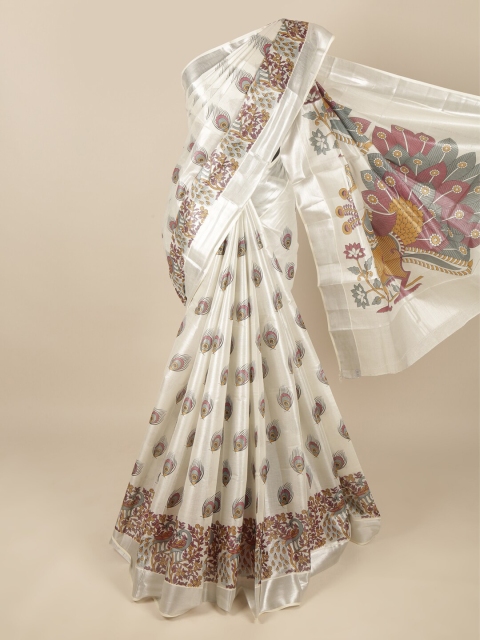 

Pothys Silver-Coloured & Grey Ethnic Motifs Zari Pure Cotton Saree