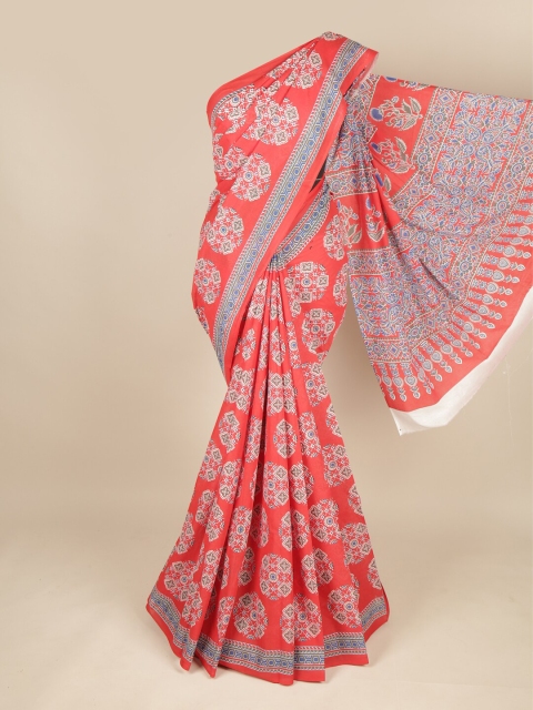 

Pothys Red & Blue Ethnic Motifs Pure Cotton Saree