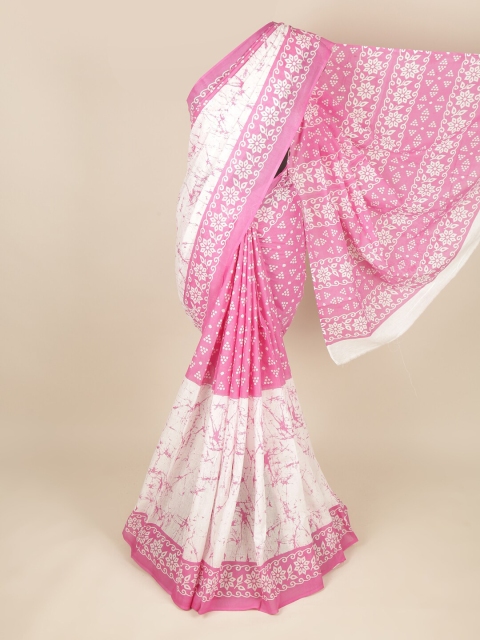 

Pothys Off White & Pink Dabu Pure Cotton Saree