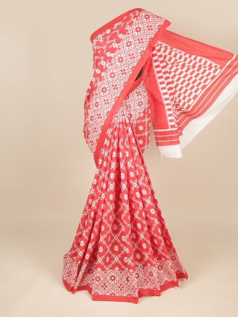 

Pothys Red & White Dabu Pure Cotton Saree