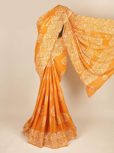 

Pothys Mustard & White Dabu Pure Cotton Saree