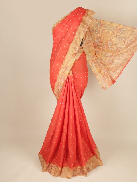 

Pothys Orange & Beige Bandhani Printed Pure Cotton Saree
