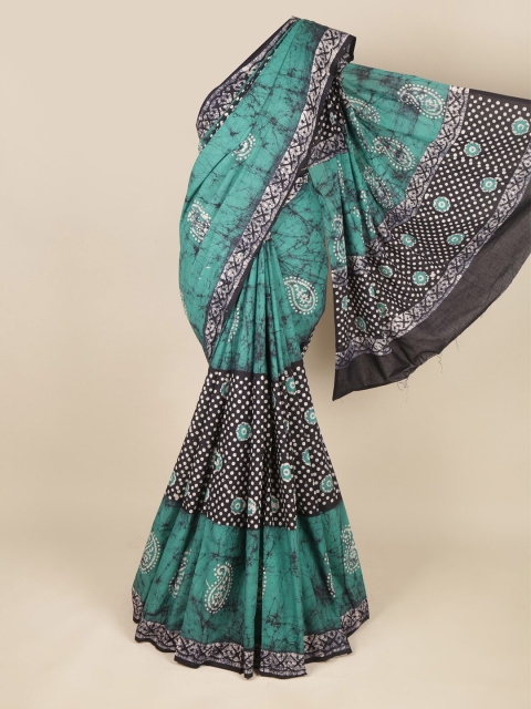 

Pothys Green & White Batik Pure Cotton Saree