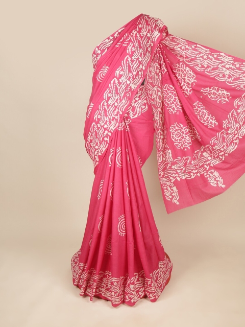 

Pothys Pink & White Batik Pure Cotton Saree