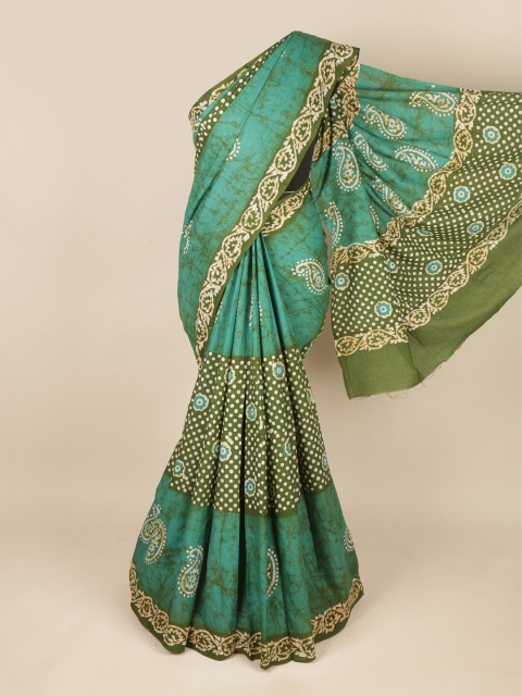 

Pothys Green & Brown Dabu Pure Cotton Saree