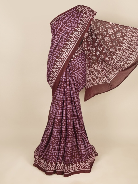 

Pothys Brown & White Batik Pure Cotton Saree