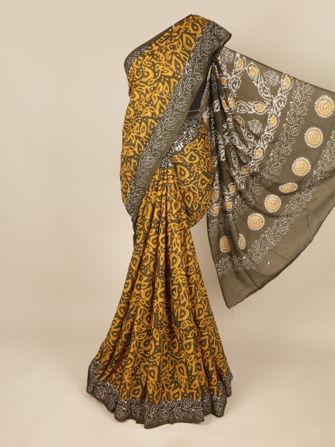 

Pothys Green & Yellow Batik Pure Cotton Saree