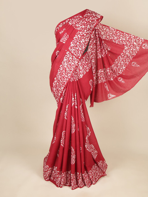 

Pothys Pink & White Pure Cotton Saree