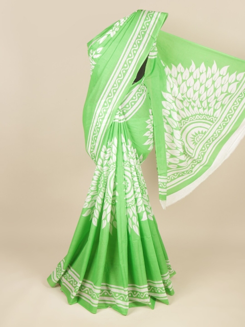 

Pothys Green & White Floral Pure Cotton Saree