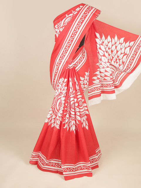 

Pothys Red & White Floral Pure Cotton Saree