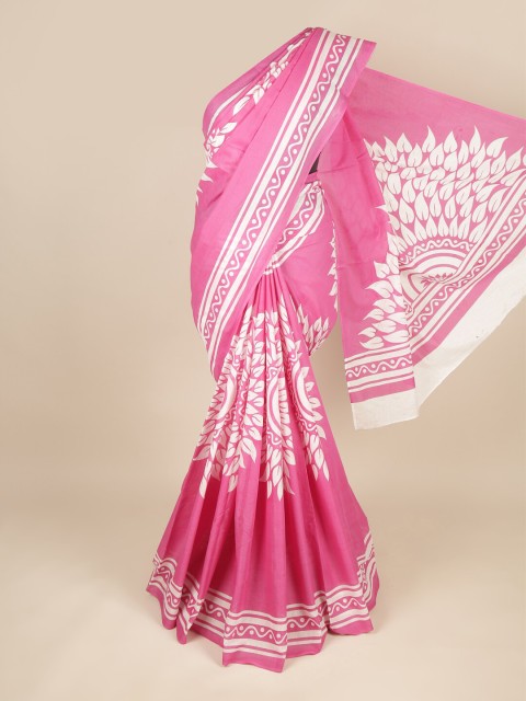 

Pothys Magenta & White Ethnic Motifs Pure Cotton Saree