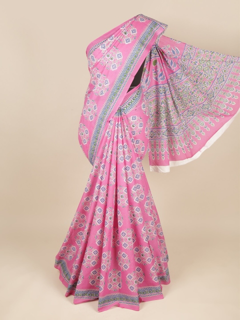 

Pothys Pink & Blue Ethnic Motifs Printed Pure Cotton Saree