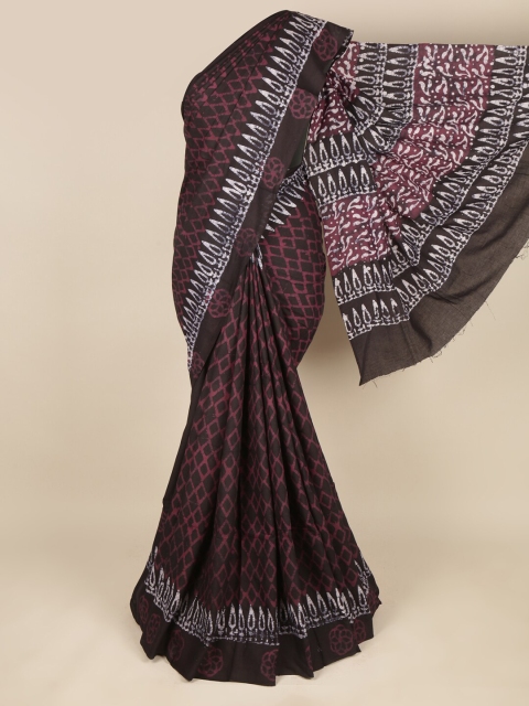 

Pothys Burgundy & White Batik Pure Cotton Saree