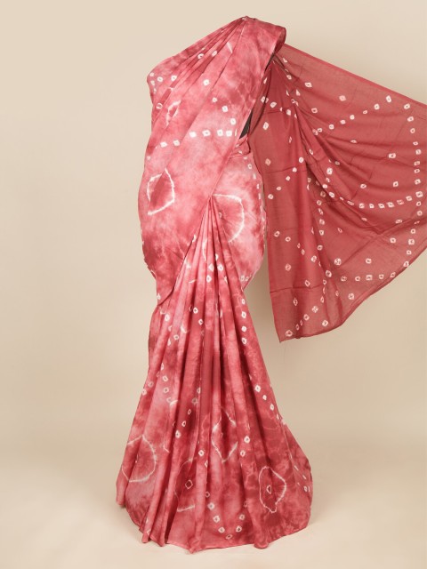 

Pothys Pink & White Bandhani Pure Cotton Saree