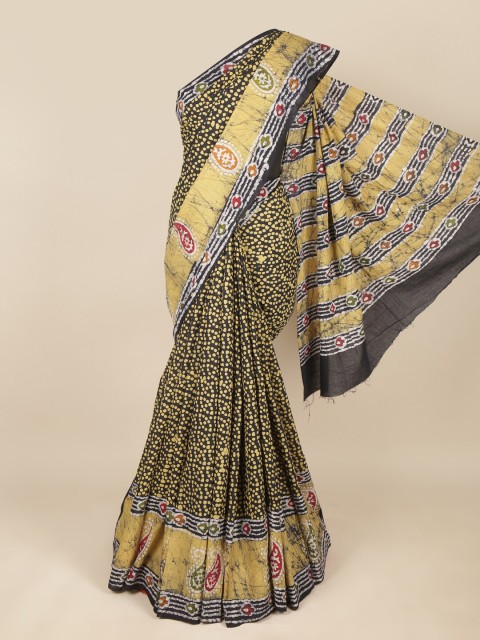 

Pothys Green & Yellow Batik Pure Cotton Saree
