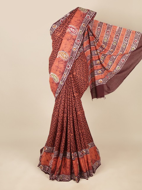 

Pothys Rust & White Ethnic Motifs Pure Cotton Saree