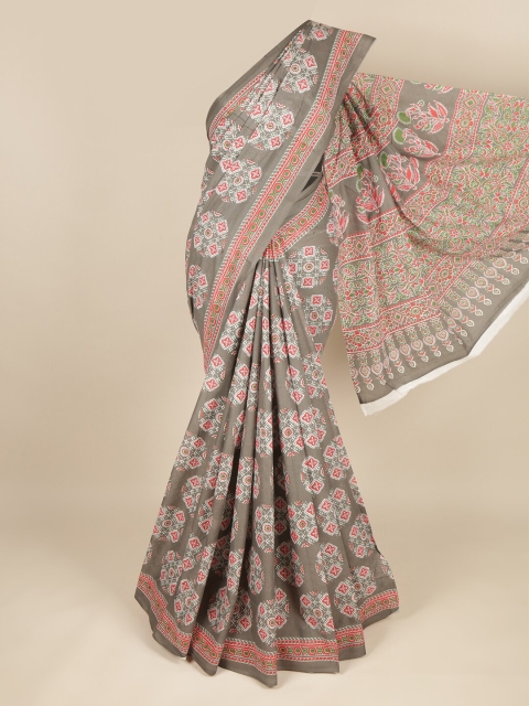 

Pothys Grey & White Ethnic Motifs Pure Cotton Saree