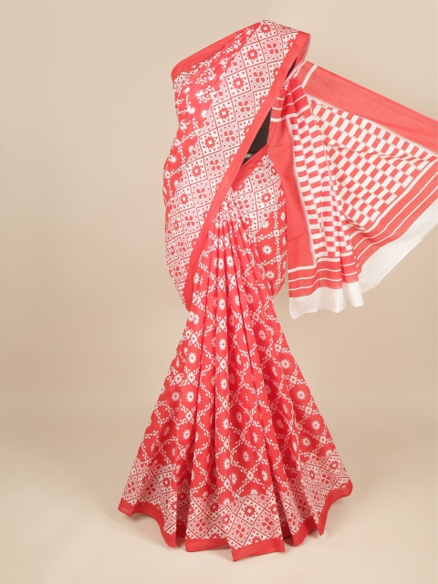 

Pothys Red & White Ethnic Motifs Pure Cotton Saree