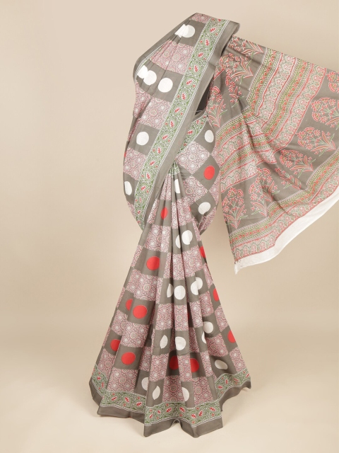 

Pothys Grey & Red Ethnic Motifs Pure Cotton Saree