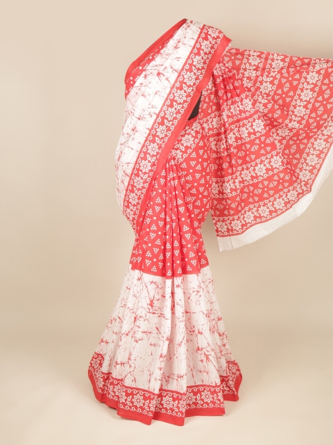 

Pothys Off White & Orange Ethnic Motifs Pure Cotton Saree