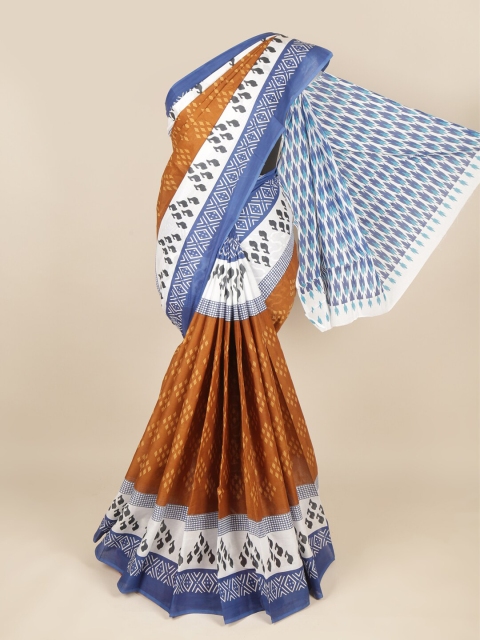 

Pothys Mustard & Blue Ethnic Motifs Pure Cotton Saree
