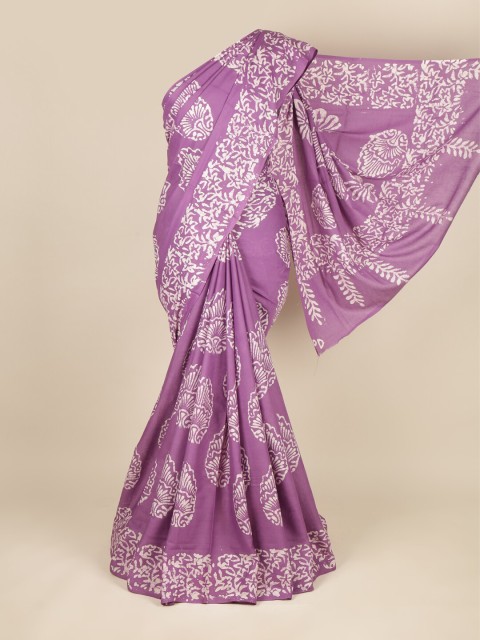 

Pothys Lavender & White Pure Cotton Saree