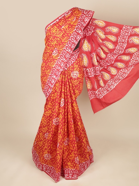 

Pothys Red & Orange Batik Pure Cotton Saree