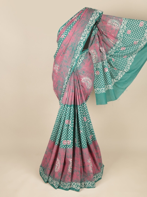 

Pothys Pink & Green Ethnic Motifs Pure Cotton Saree