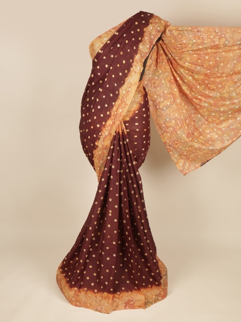 

Pothys Brown & Mustard Bandhani Pure Cotton Saree