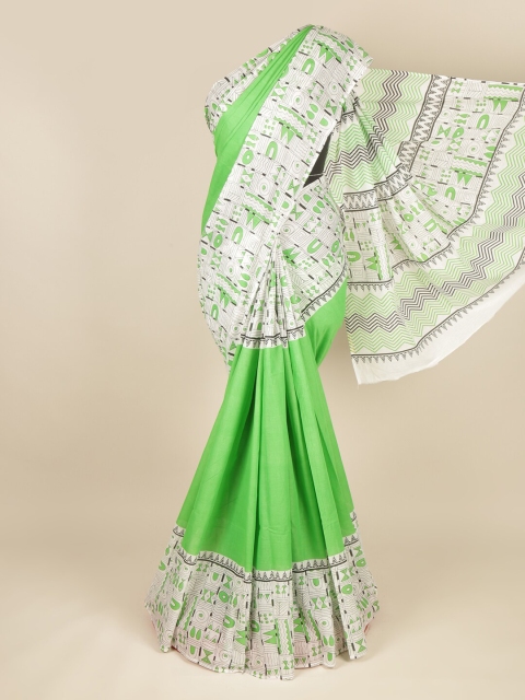 

Pothys Green & White Pure Cotton Saree